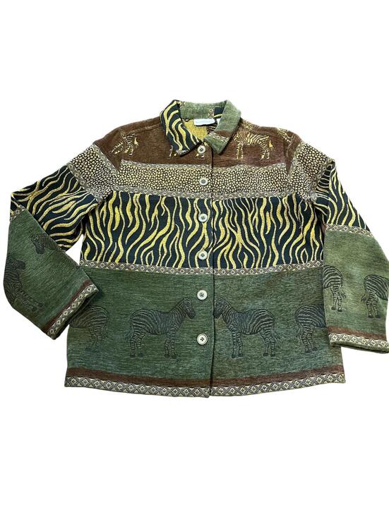 Breckenridge Jackets & Blazers - Breckenridge Petite M Women's Tapestry Button-Up Jacket Zebra